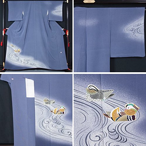 Amazon.co.jp: 人間国宝 羽田登喜男作 鴛鴦訪問着と袋帯のセット 落款