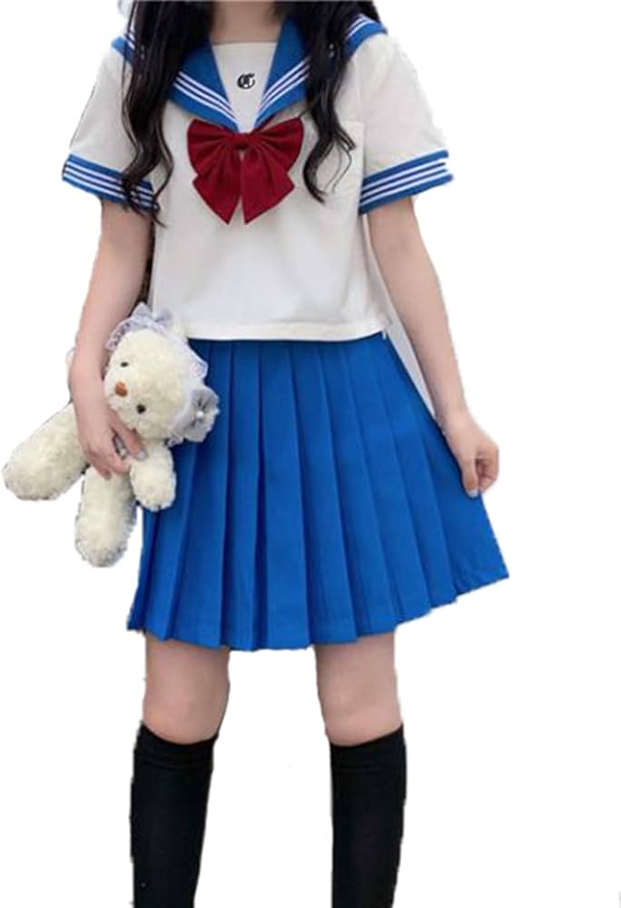 Amazon.co.jp: [CAWILXHA] 【まるこの猫柳】水色 セーラー服 半袖 白い