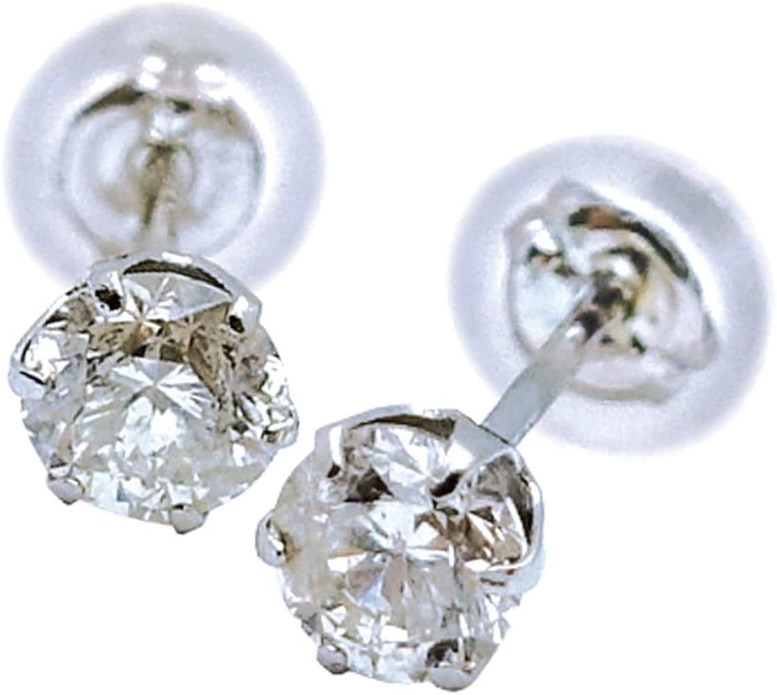 Amazon | 計0.2ct プラチナ 天然ダイヤモンドピアス 六本爪 Ptダイヤ