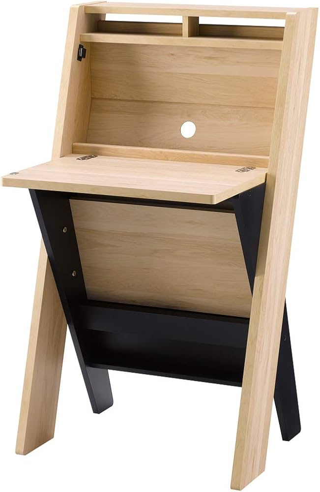 Amazon.co.jp: ライティングデスク 幅60cm 木製 デスクのみ フラップ扉