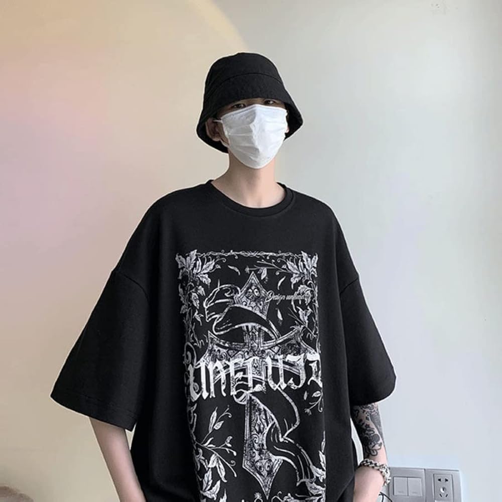 Mordelar Men Women Y2K Cross Graphic T-Shirt, Dark Academia