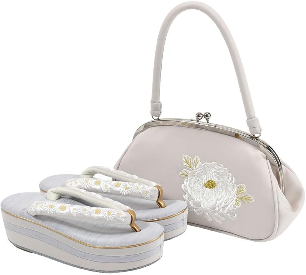 Amazon | 振袖 草履 バッグ セット 成人式 [なごみや] 橘菊 刺繍 草履