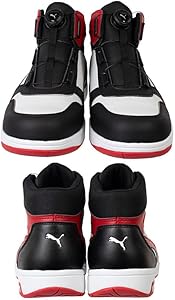 Amazon | [プーマ] 安全靴 フロントコート ブラック&ホワイト&レッド