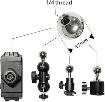 Amazon | VizGiz 10個パック 17mm ボールヘッド 1/4インチ-20穴ネジ M4