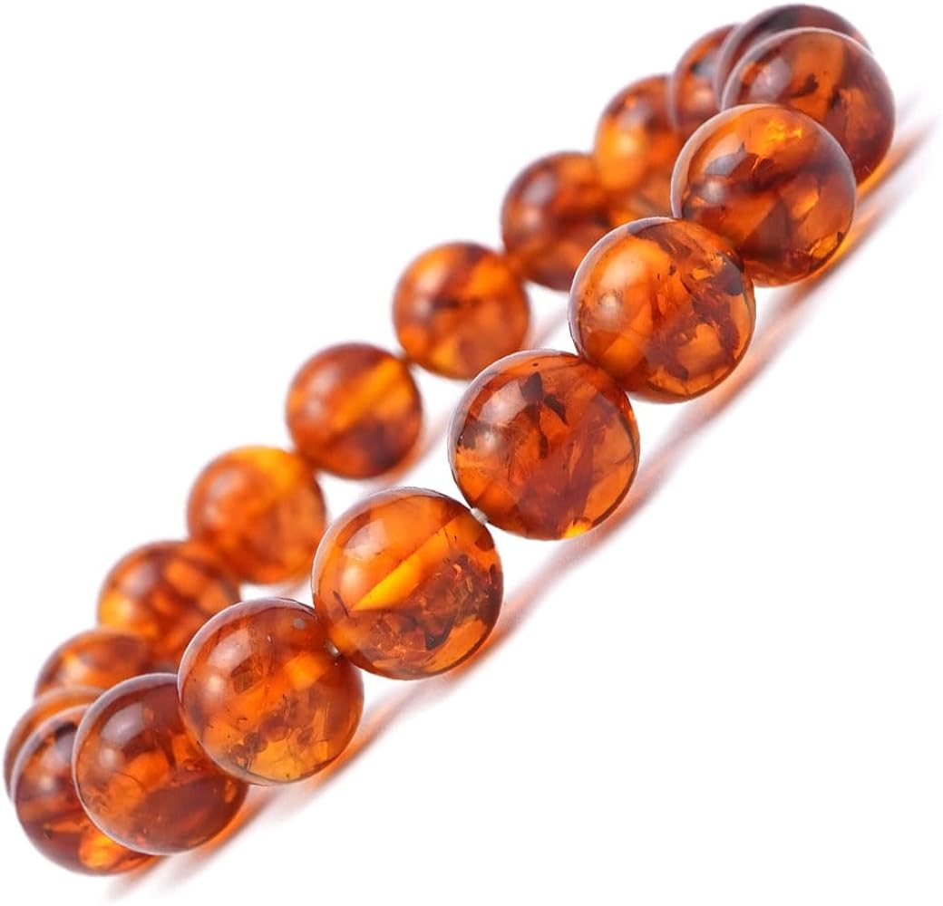 Amazon.co.jp: アンバー 10mm 丸玉 ブレス ブレスレット 内周 約18cm