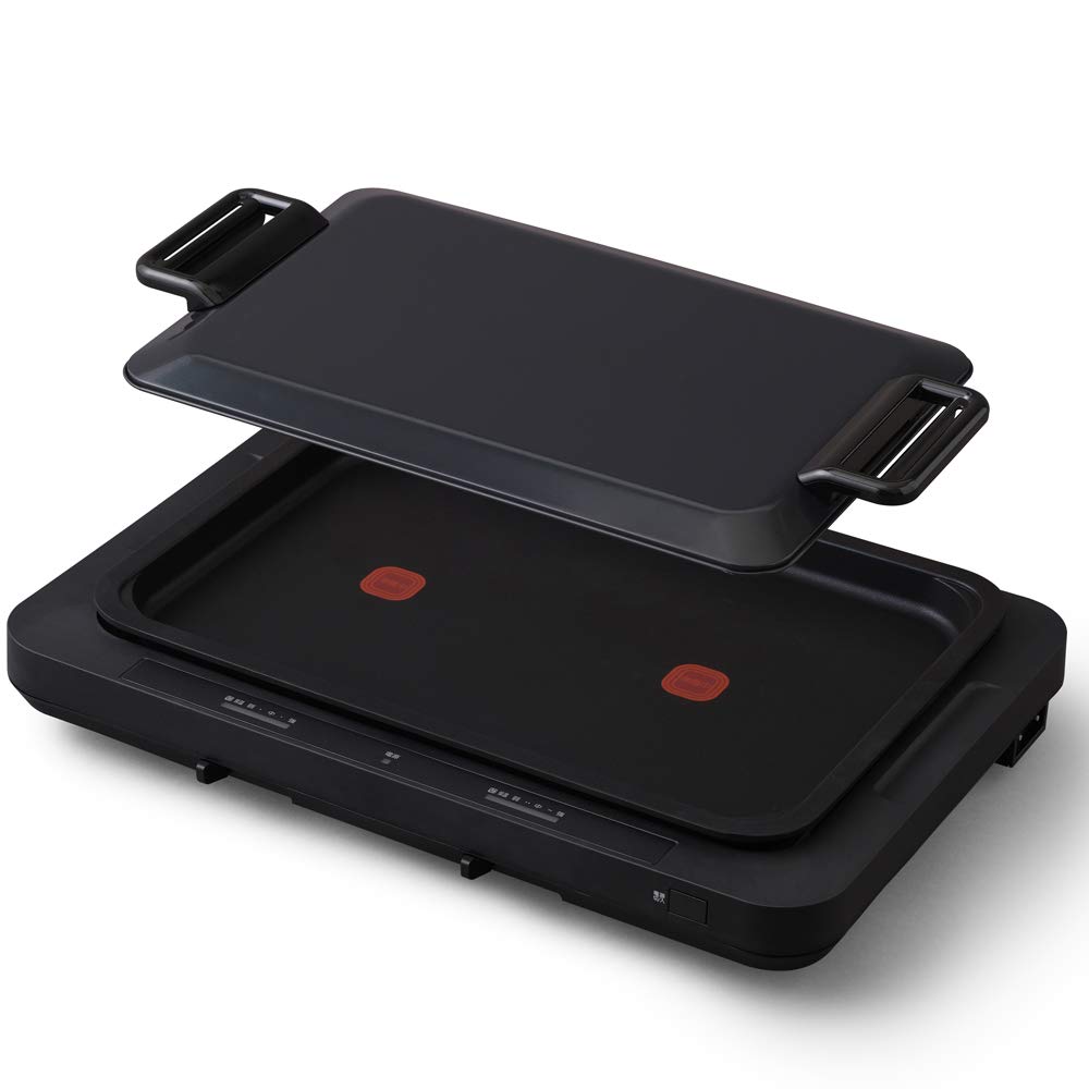 Amazon | ホットプレート 左右温度調整 1枚 ブラック WHPK-011-B