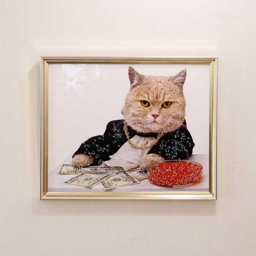 Amazon.co.jp: アートフレーム セレブキャット 絵画 クリスタル