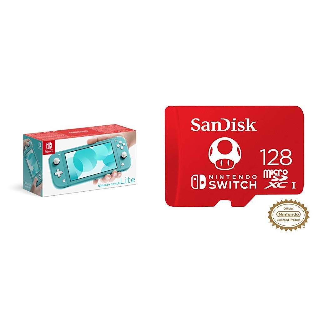 Nintendo Switch Lite - Turquoise + SanDisk 128 GB MicroSDXC Card