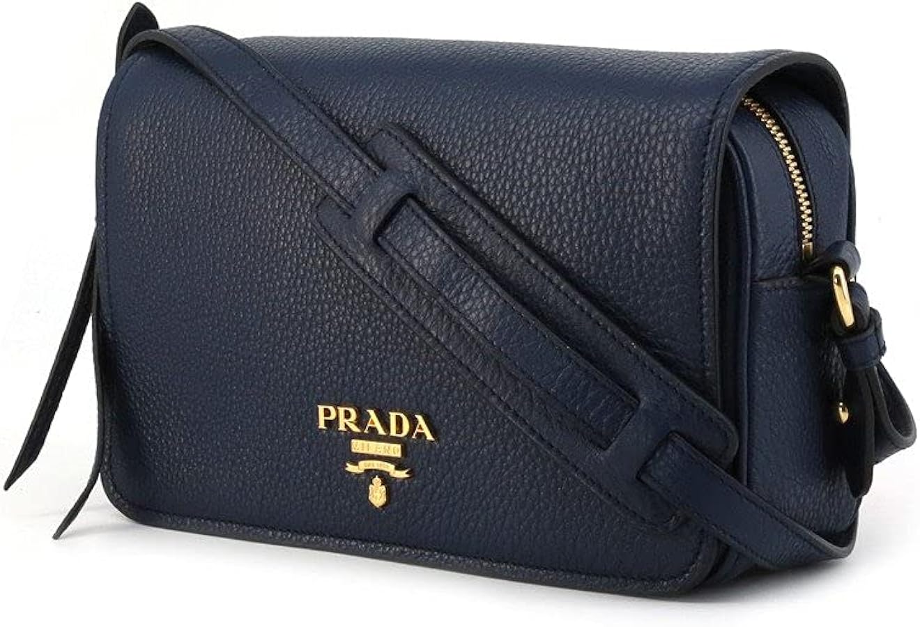 Prada Vitello Phenix Baltico Blue Leather Flap Crossbody Bag
