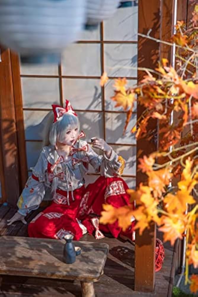 Amazon.co.jp: [QLPLYZON] 藤原妹紅コスプレ衣装女 S M L (ウィッグ 靴