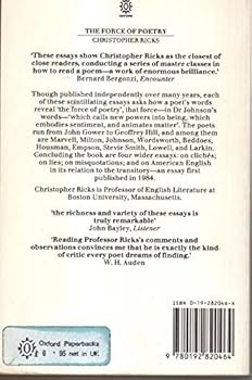 The Force of Poetry: Ricks, Christopher: 9780192820464: Amazon.com
