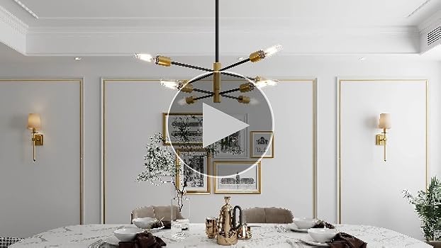 Sputnik Chandeliers Modern Black and Gold Chandeliers 10-Light Mid