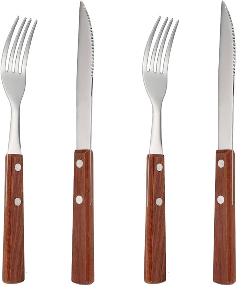 Amazon | KXLCGYK ステーキナイフ フォークセット 木柄 18-8ステンレス