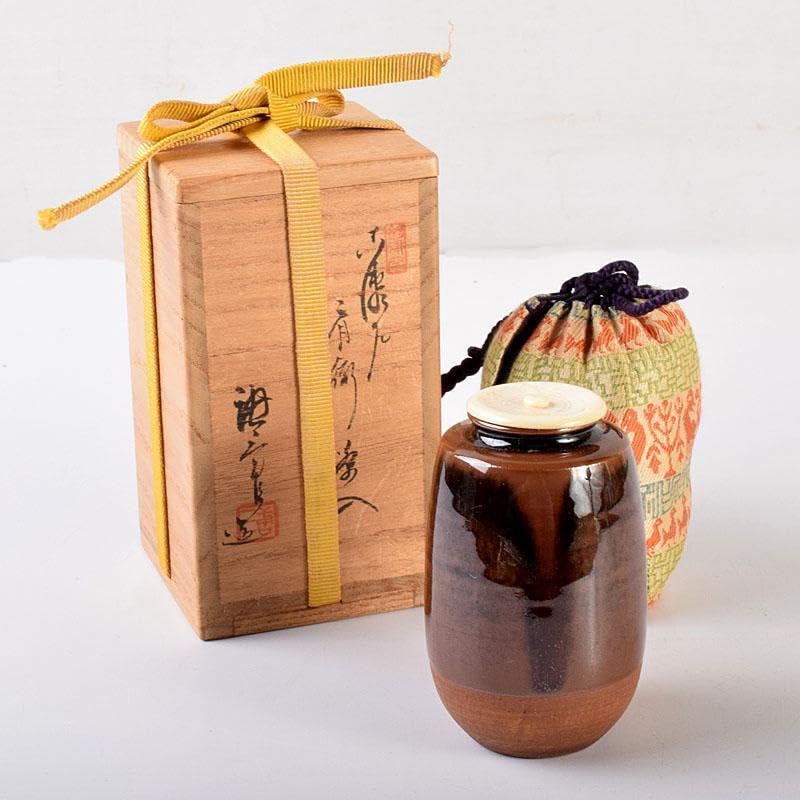 Amazon.co.jp: 茶道具 加藤唐三郎造 古瀬戸 肩衝茶入 袱紗付 共箱 V