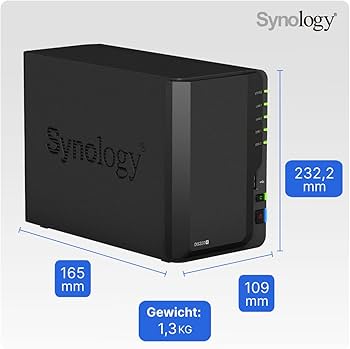 Synology DS220+ 12TB 2 Bay Desktop NAS System, installiert mit 2 x