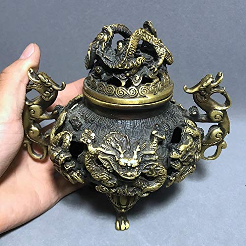 Amazon｜LAOJUNLU アンティーク純銅龍の香炉 香炉 香炉 中国の伝統的な