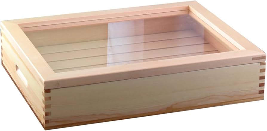 Amazon.co.jp: Wokouiys 木製 ネタ箱 目皿・アクリル蓋付 小 白木