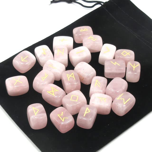 Amazon.co.jp: ルーンストーン ローズクォーツ 占いセット 天然石