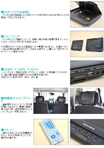 Amazon | GIGA DRIVE 車載用 ツイン液晶モニター7インチDVDプレーヤー