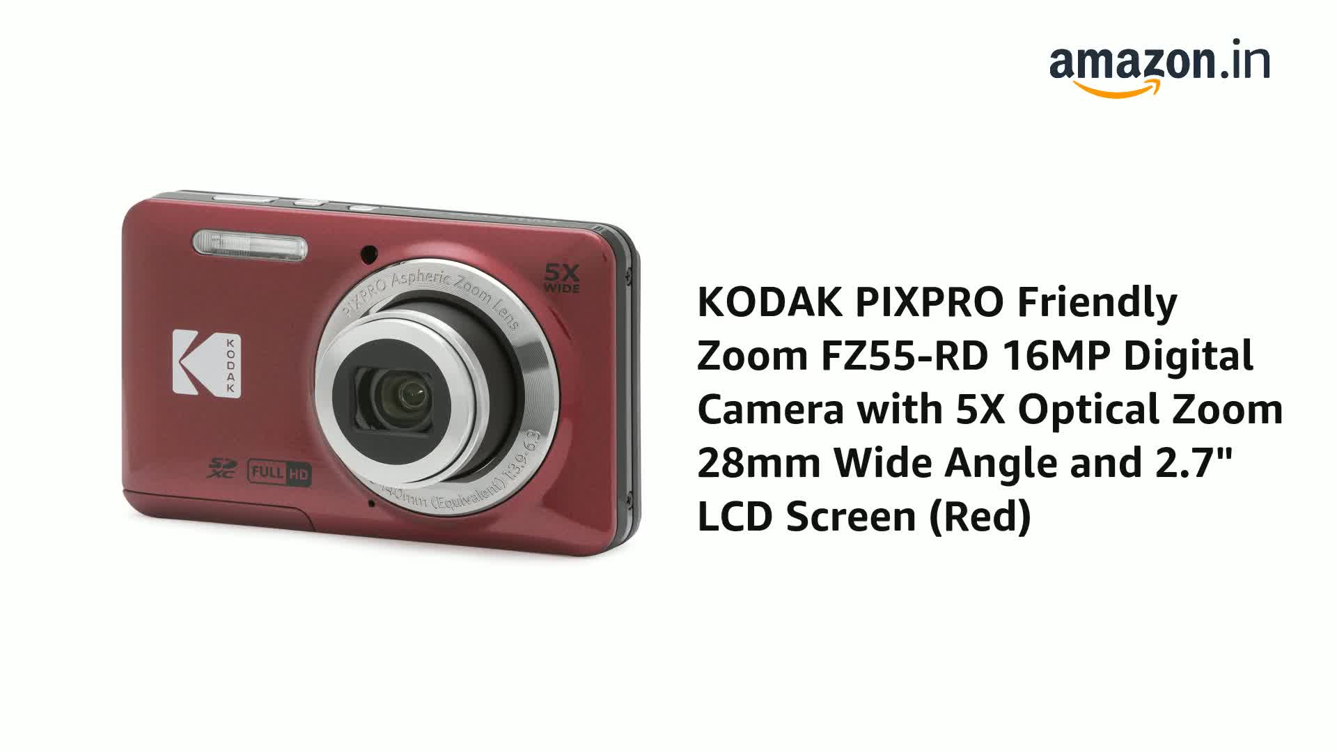 Buy KODAK PIXPRO Friendly Zoom FZ55-RD 16MP Digital Camera with 5X