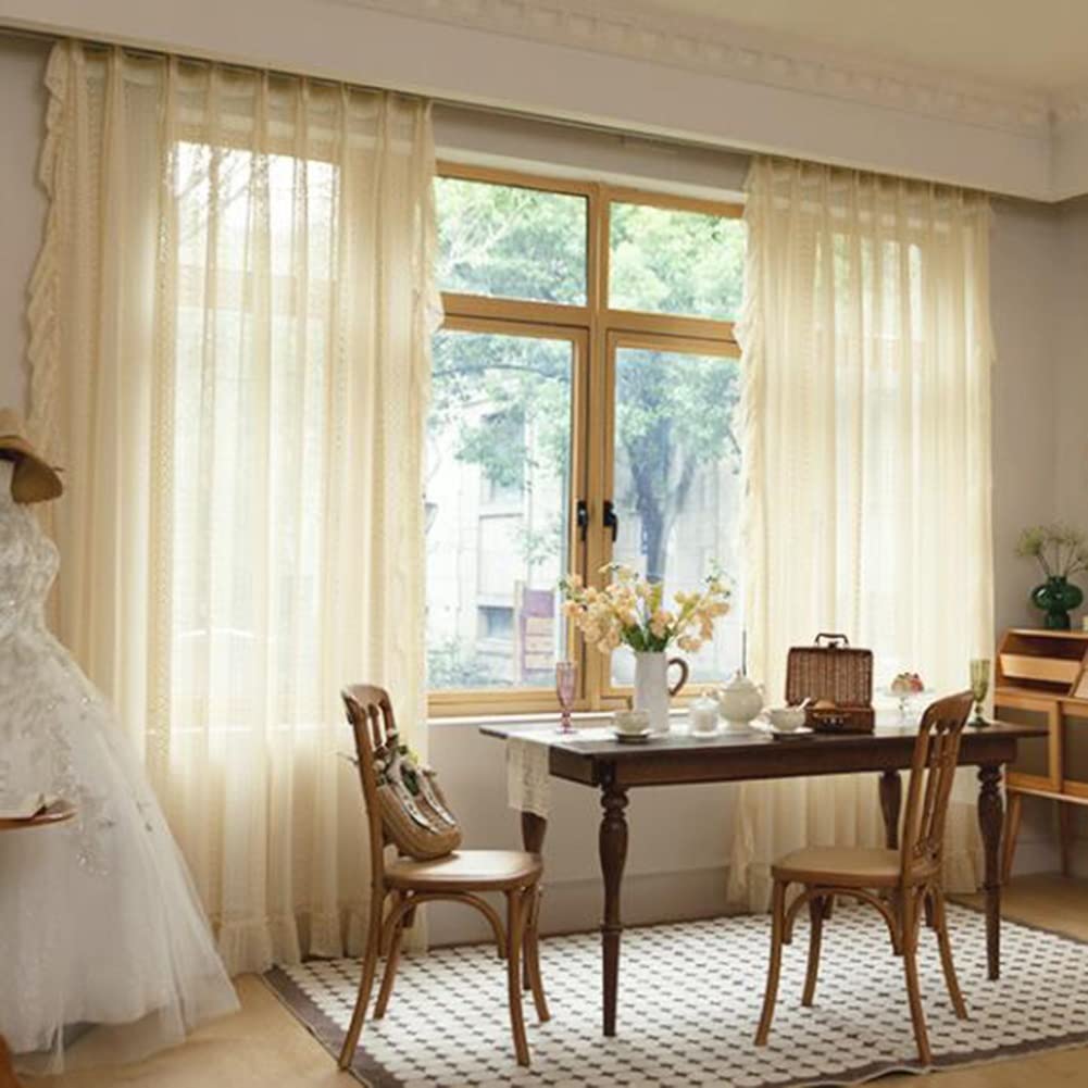 Amazon｜ベージュヴィンテージかぎ針編みレースカーテン、アンティーク