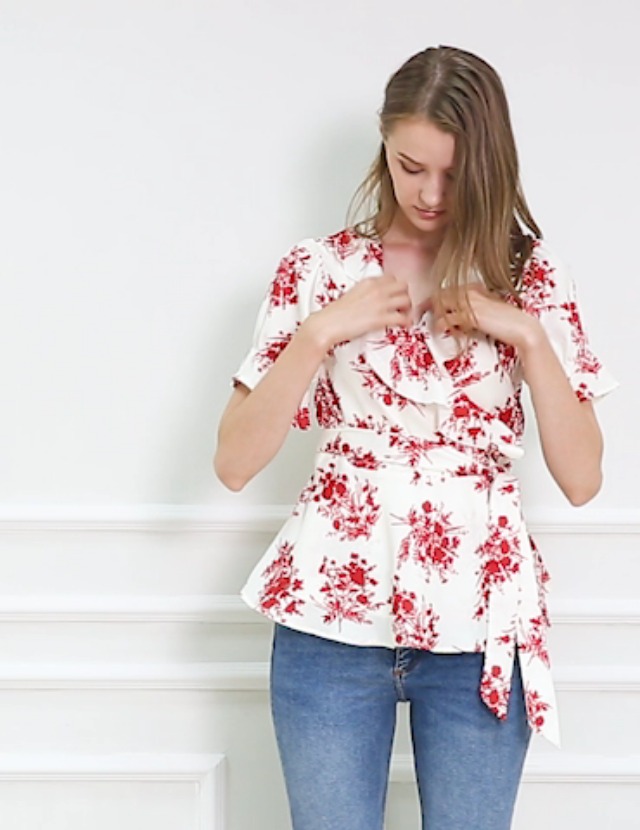 Amazon.com: Allegra K Women's Wrap Peplum Top Floral Blouse 2026