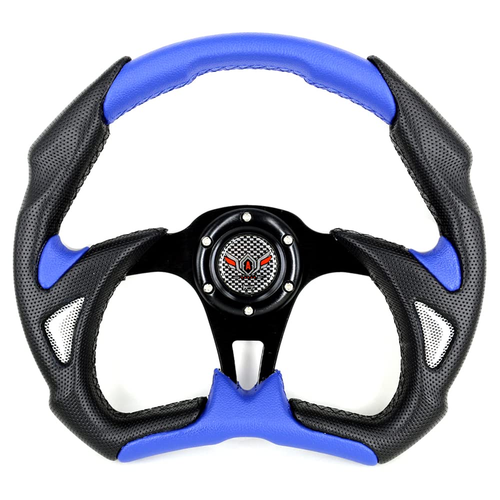 Amazon | スポーツステアリング 楕円型350φ 黒x青 自動車用社外