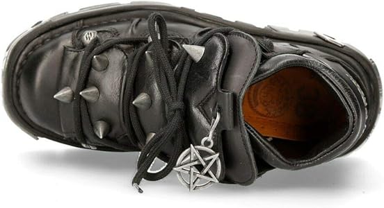 Amazon.com | New Rock 110-S1 Women's Black Leather Spiked Ankle