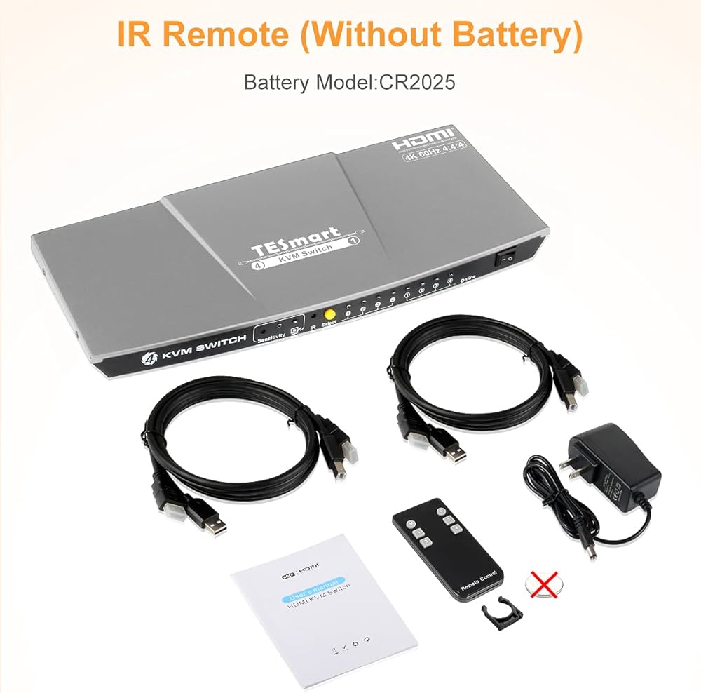 Amazon | TESmart KVMスイッチ 4ポート HDMI 4K 60Hz Ultra HD