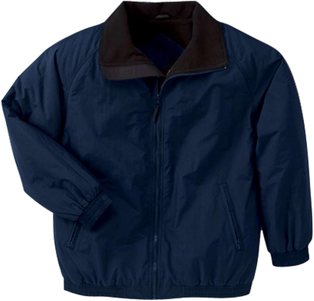 Adult Fleece-Lined Nylon Jacket (NAVY/ BLACK XS) at Amazon Men's