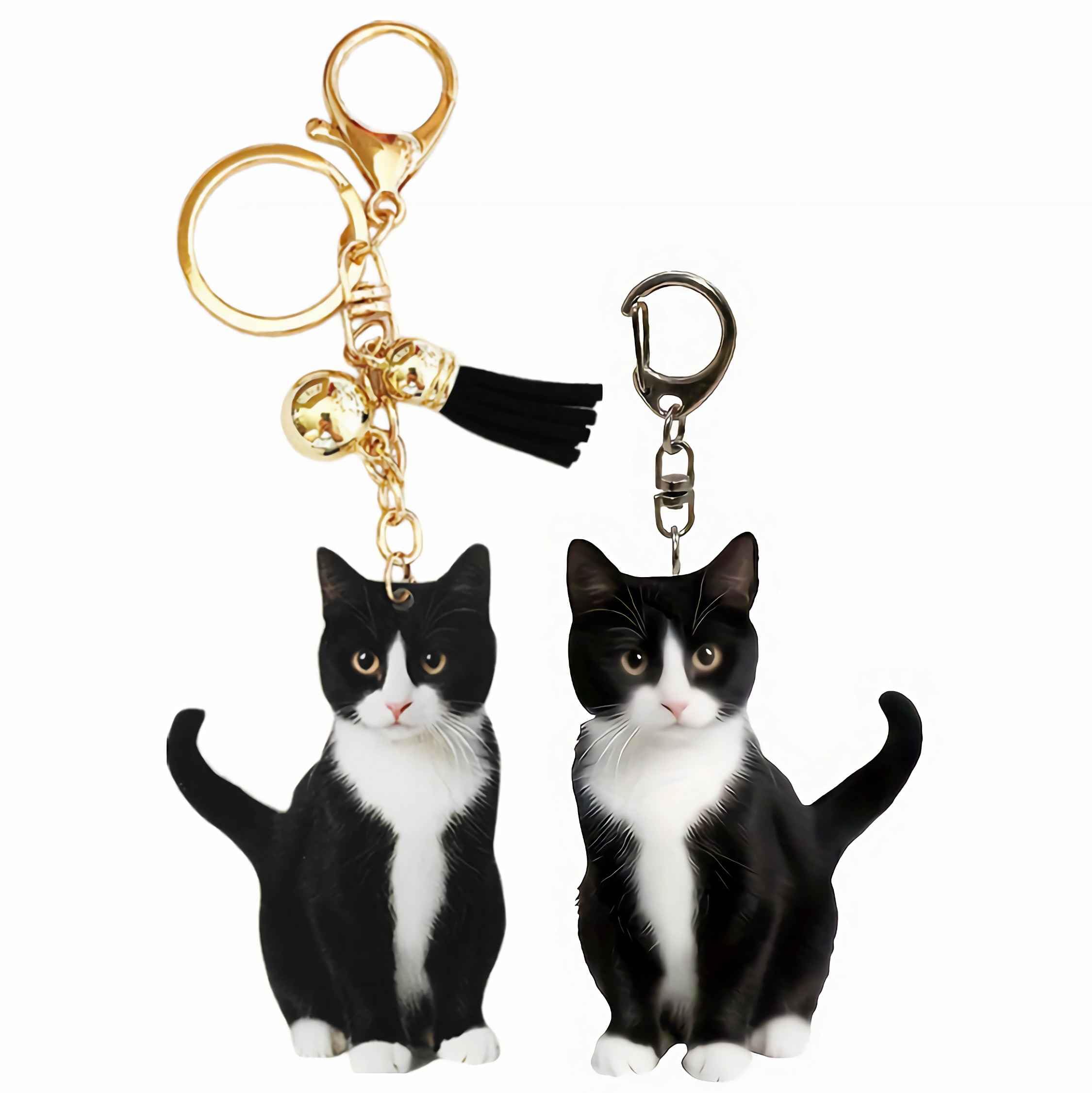 sunaeset cute tuxedo cat keychain, kawaii bag charm car key chain