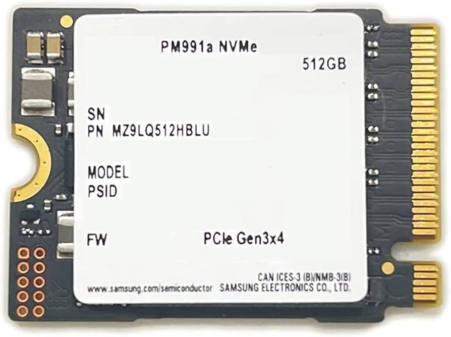 Samsung 512GB SSD M.2 2230 30mm PM991a NVMe PCIe Gen3 x4