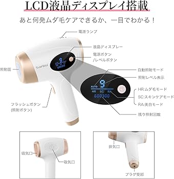 Amazon | Sarlisi 脱毛器 無痛脱毛 自動照射 60万発9段階 全身適用 vio