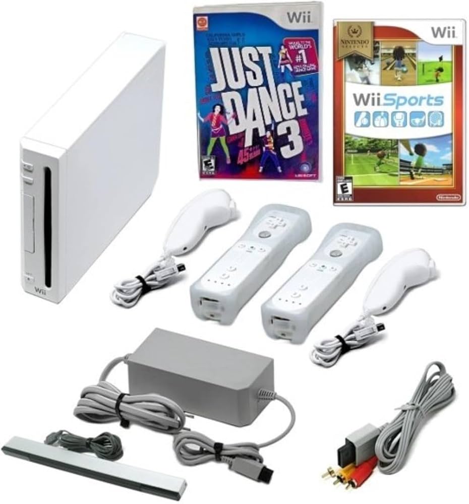 Nintendo Wii Console Bundle with Just Dance 3, Wii Sports & 2