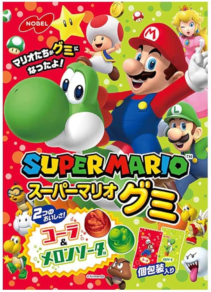 Amazon | ノーベル製菓 スーパーマリオグミ コーラ&メロンソーダ 85g×6