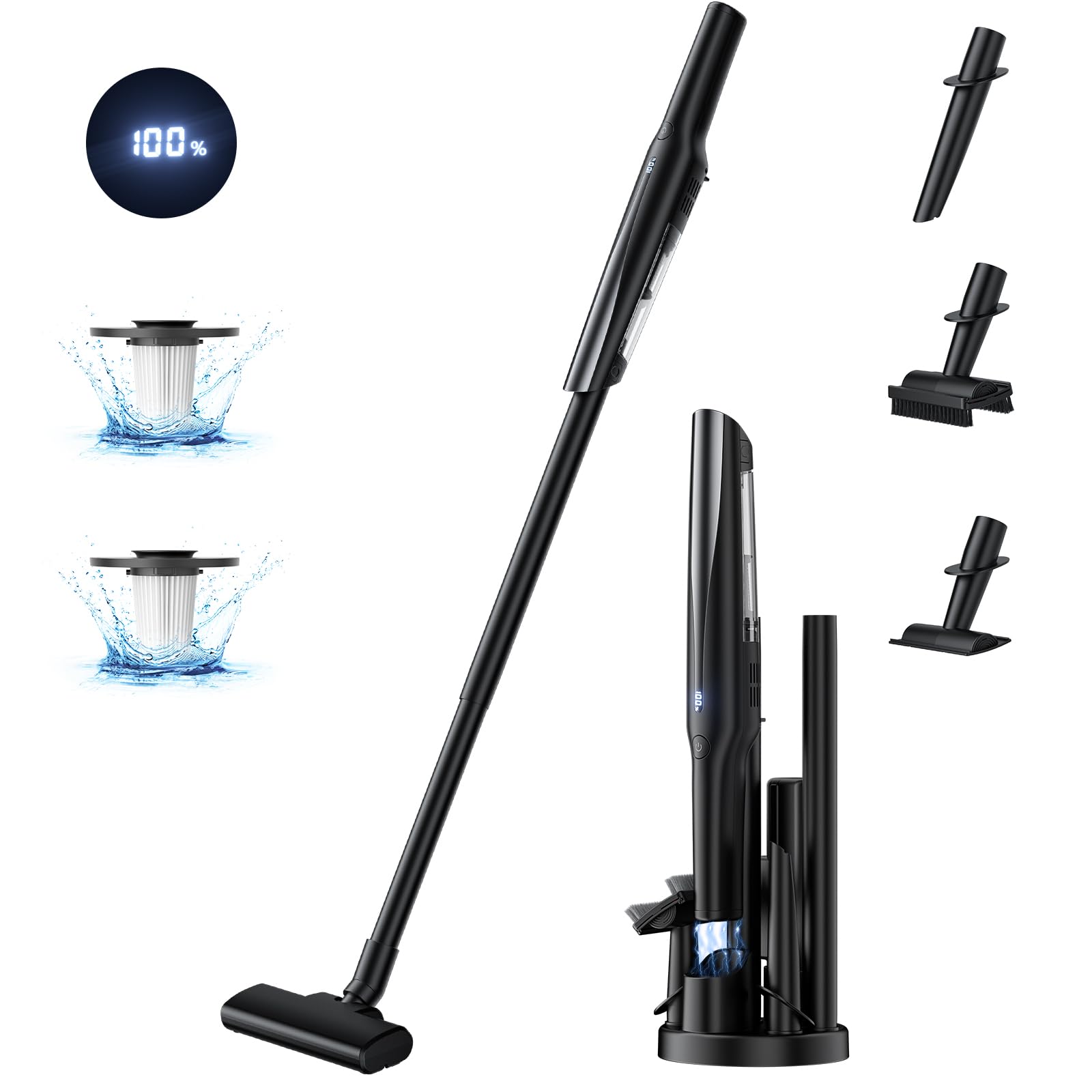 Amazon | 掃除機 コードレス【収納に充電スタンド付き】ハンディ掃除機