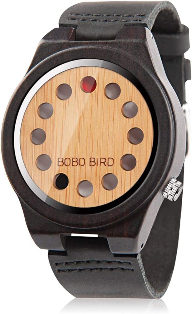 Amazon.com: BOBO BIRD Men's Bamboo Wooden Watch with Black Cowhide