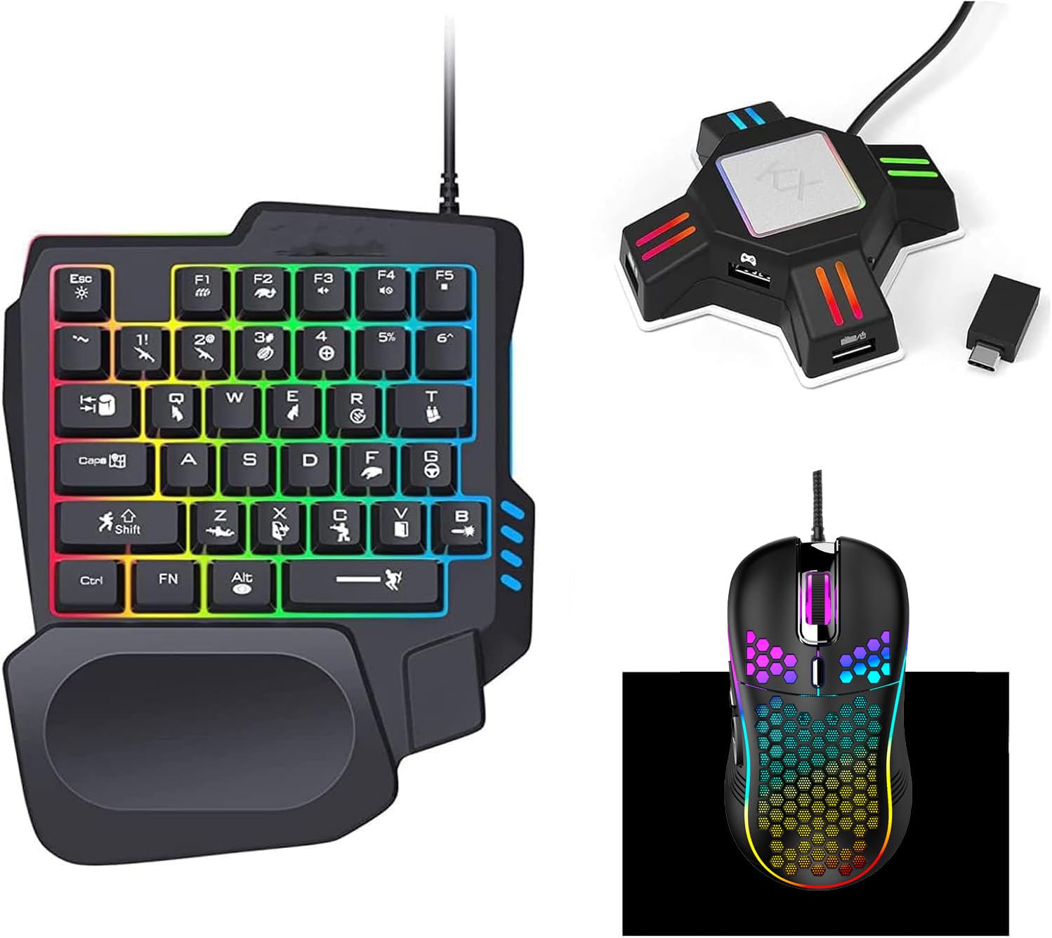 Amazon.co.jp: 片手キーボード マウス コンバーター セットこんばーた