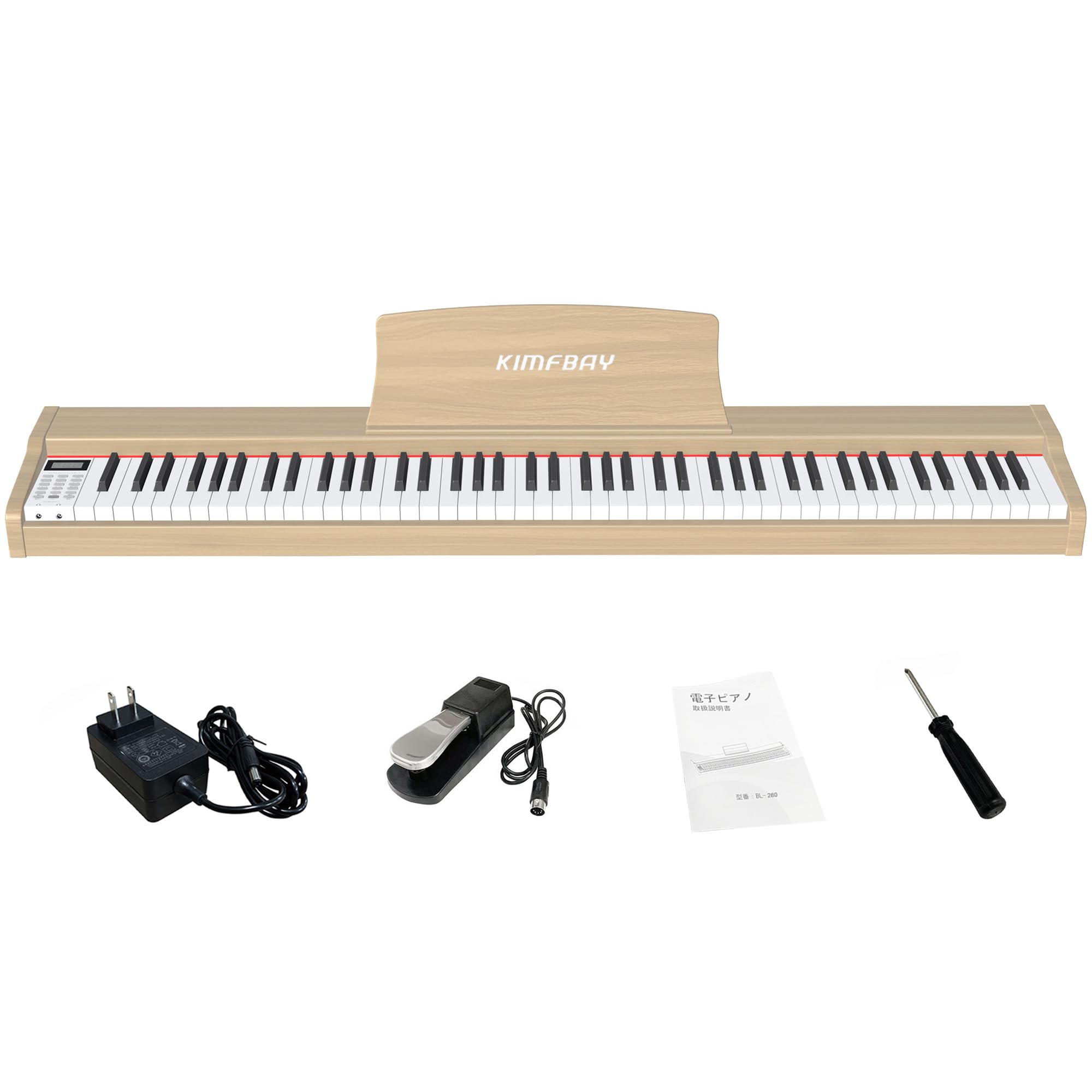 Amazon | KIMFBAY 電子ピアノ 88鍵盤 卓上 木製 電子 ピアノ 88鍵