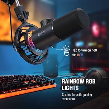 Amazon.com: FIFINE USB Gaming Microphone, RGB Dynamic Mic for PC