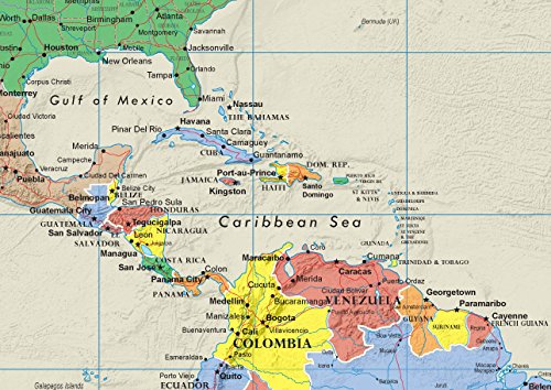 Amazon | 48×78 大型 現代世界地図 Elite 掛地図 ラミネート済み