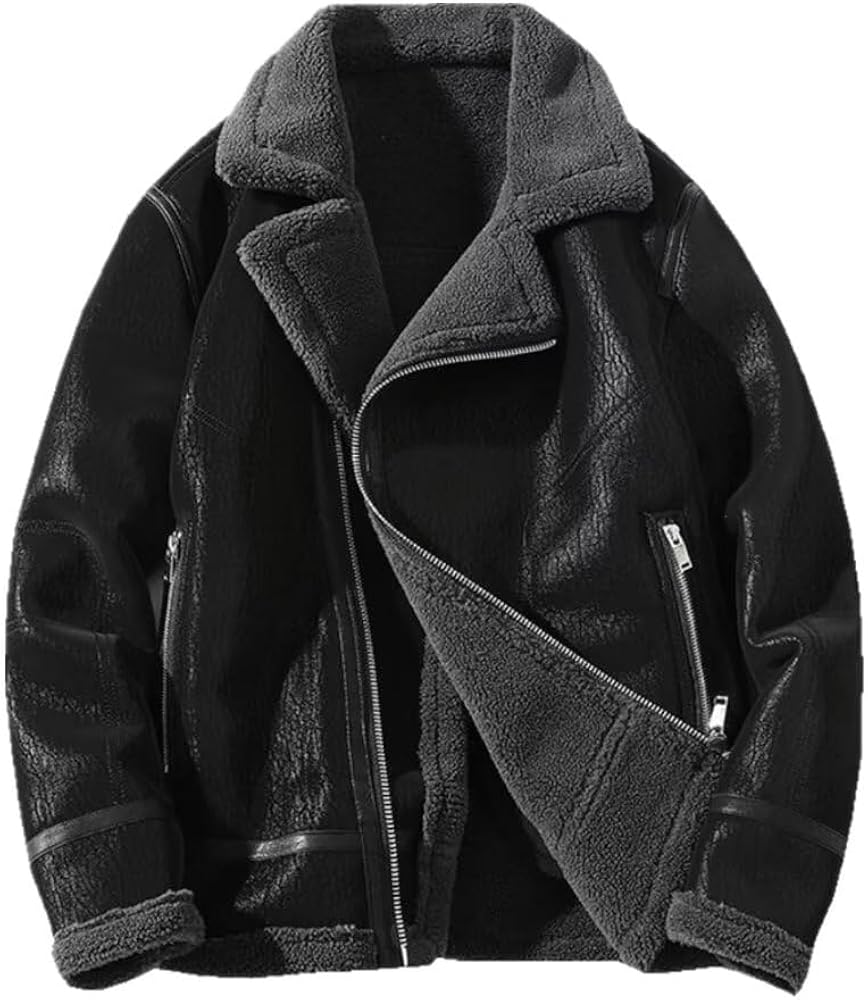 Amazon | [Msymay] ライダースジャケット メンズ ムートンジャケット