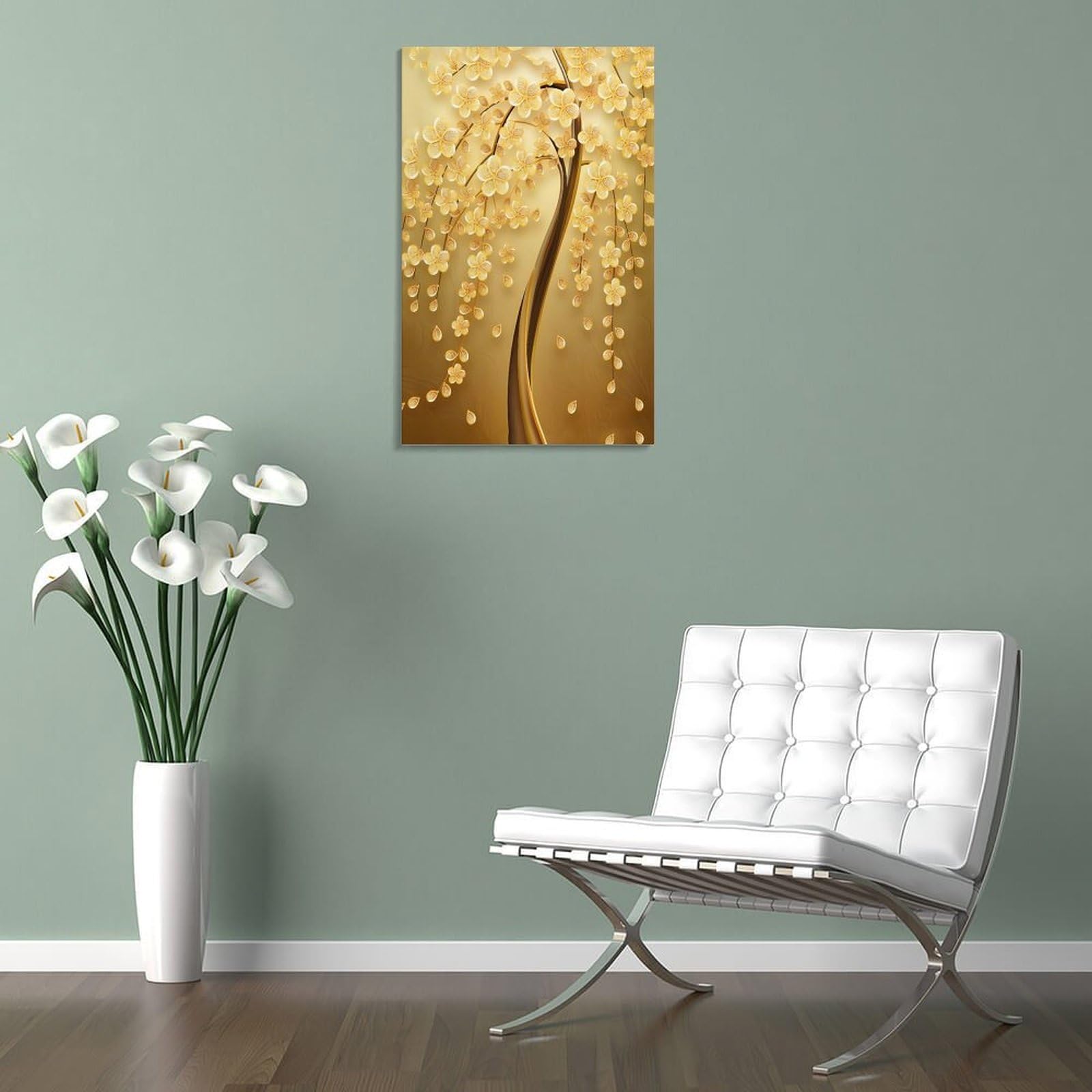 油絵 菅家令子 絵 絵画インテリア 額付(青緑＋金色の枠)uF6-030114