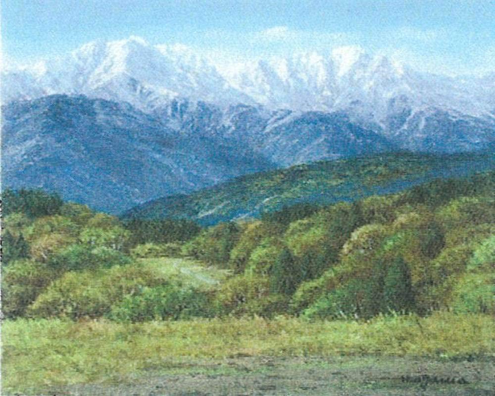 山小屋の灯」1991 F15 油絵 油彩画 絵画 アート 燧ヶ岳 尾瀬ヶ原