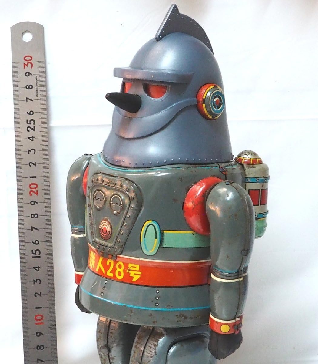 野村【鉄人28号No.3発火不可 金具欠】当時物ブリキ ロボットTIN箱はコピー