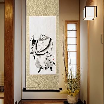 Amazon.co.jp: 掛軸(掛け軸) 水墨画『水滸伝』の英雄人物/李逵 四尺四