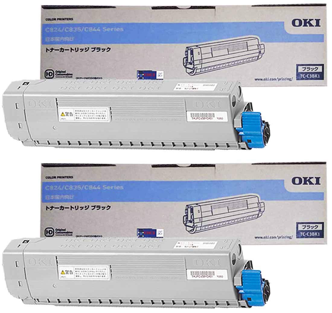 Amazon.co.jp: OKI TC-C3BK1 トナーカートリッジ 純正 ブラック 2本