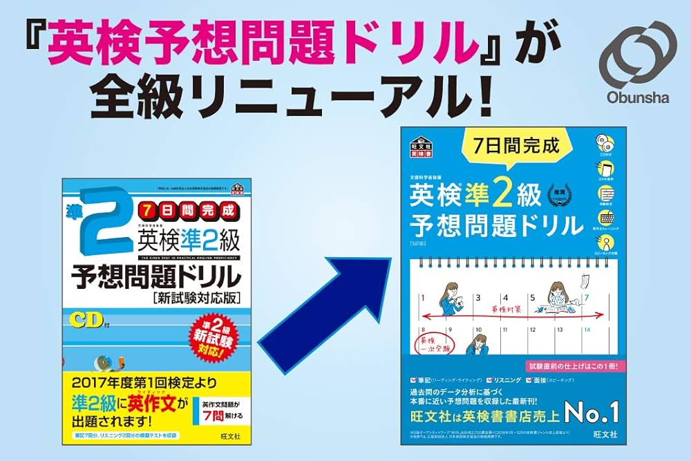 Amazon.com: 【CD付】7日間完成 英検準2級予想問題ドリル 新試験対応版