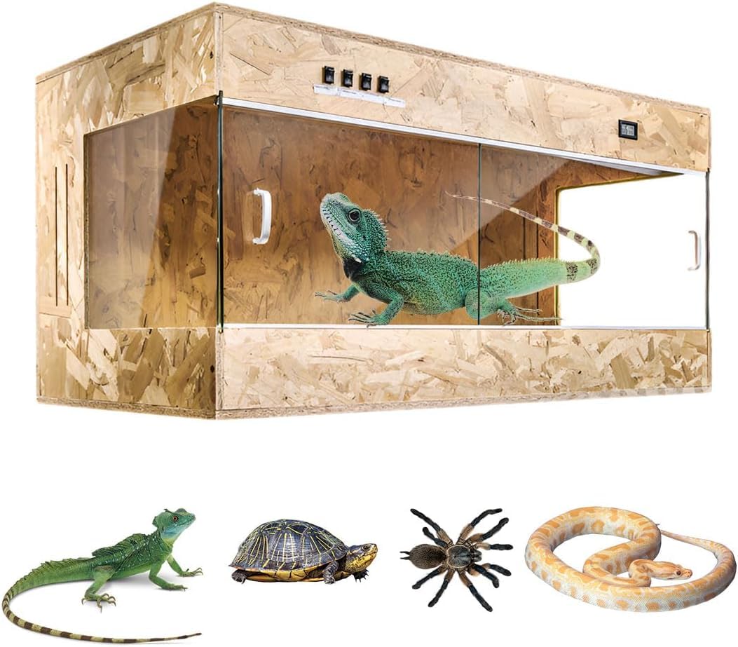 Amazon | 爬虫類 ケージ レオパ ケージ 木製飼育ケージトカゲ 飼育