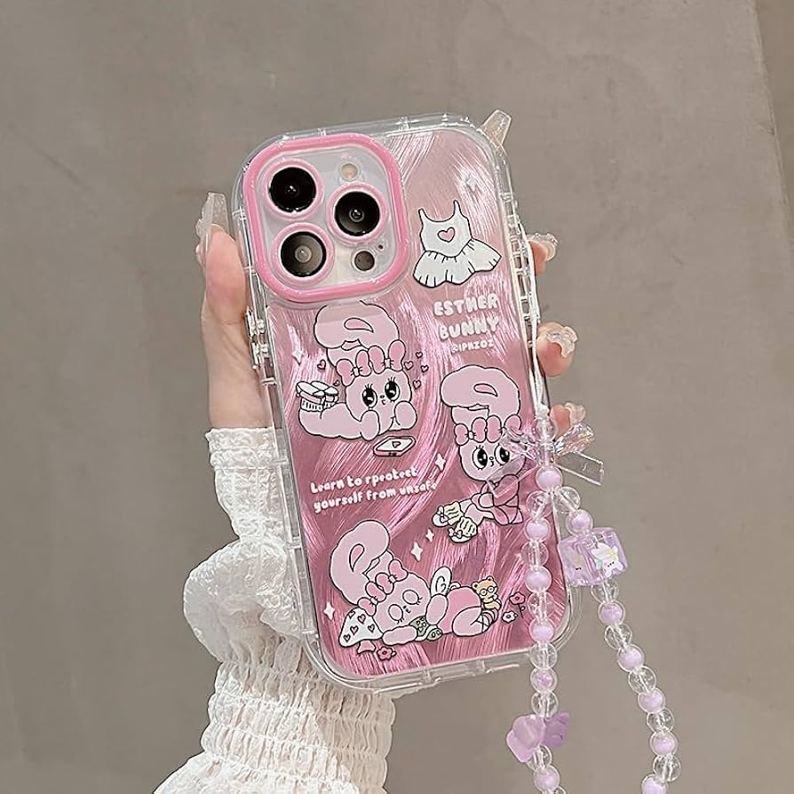 Amazon.co.jp: エスターバニーiPhoneケース+チェーンセット、ピンク